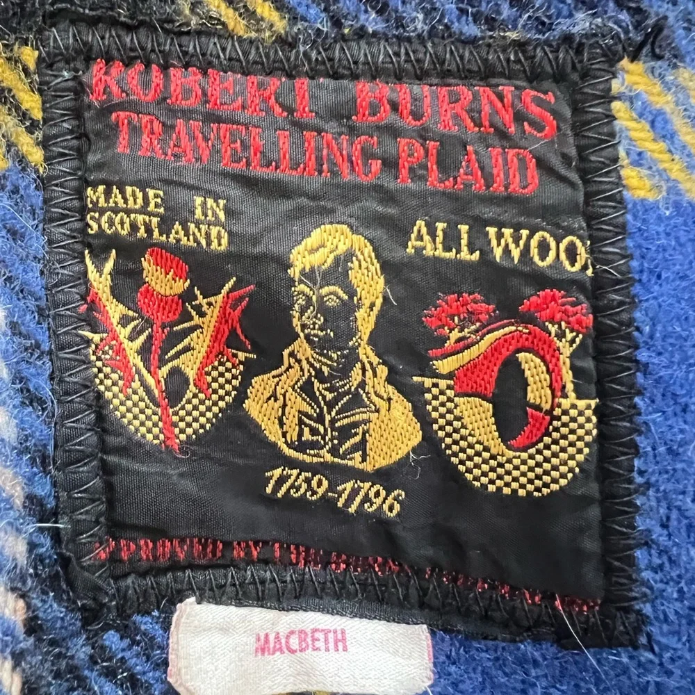 VNTG Wool Blanket Robert Burns Travelling Plaid All Wool Made/ Scotland 57x65
